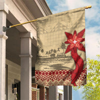Tonga Language Week Garden Flag Tribal Cross Ngatu Floral Pattern DT05 House Flag Red - Polynesian Pride