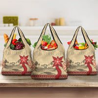 Tonga Language Week Grocery Bag Tribal Cross Ngatu Floral Pattern DT05 3-pack One Size Red - Polynesian Pride