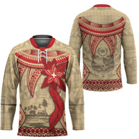 Tonga Language Week Hockey Jersey Tribal Cross Ngatu Floral Pattern DT05 - Polynesian Pride