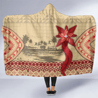 Tonga Language Week Hooded Blanket Tribal Cross Ngatu Floral Pattern DT05 One Size Red - Polynesian Pride