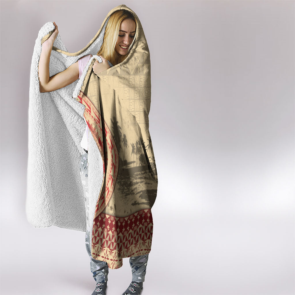 Tonga Language Week Hooded Blanket Tribal Cross Ngatu Floral Pattern DT05 - Polynesian Pride