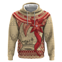 Tonga Language Week Hoodie Tribal Cross Ngatu Floral Pattern DT05 Pullover Hoodie Red - Polynesian Pride