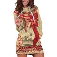 Tonga Language Week Hoodie Dress Tribal Cross Ngatu Floral Pattern DT05 Red - Polynesian Pride