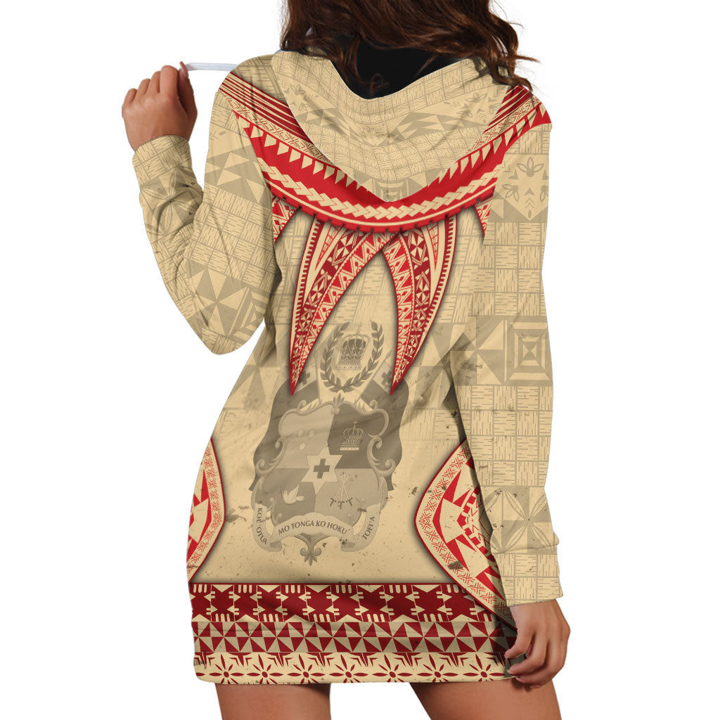 Tonga Language Week Hoodie Dress Tribal Cross Ngatu Floral Pattern DT05 - Polynesian Pride