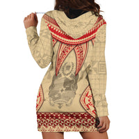 Tonga Language Week Hoodie Dress Tribal Cross Ngatu Floral Pattern DT05 - Polynesian Pride