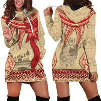 Tonga Language Week Hoodie Dress Tribal Cross Ngatu Floral Pattern DT05 - Polynesian Pride
