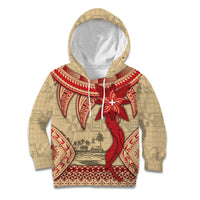 Tonga Language Week Kid Hoodie Tribal Cross Ngatu Floral Pattern DT05 Hoodie Red - Polynesian Pride