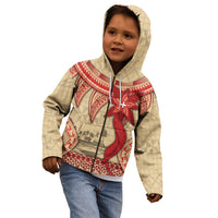 Tonga Language Week Kid Hoodie Tribal Cross Ngatu Floral Pattern DT05 - Polynesian Pride