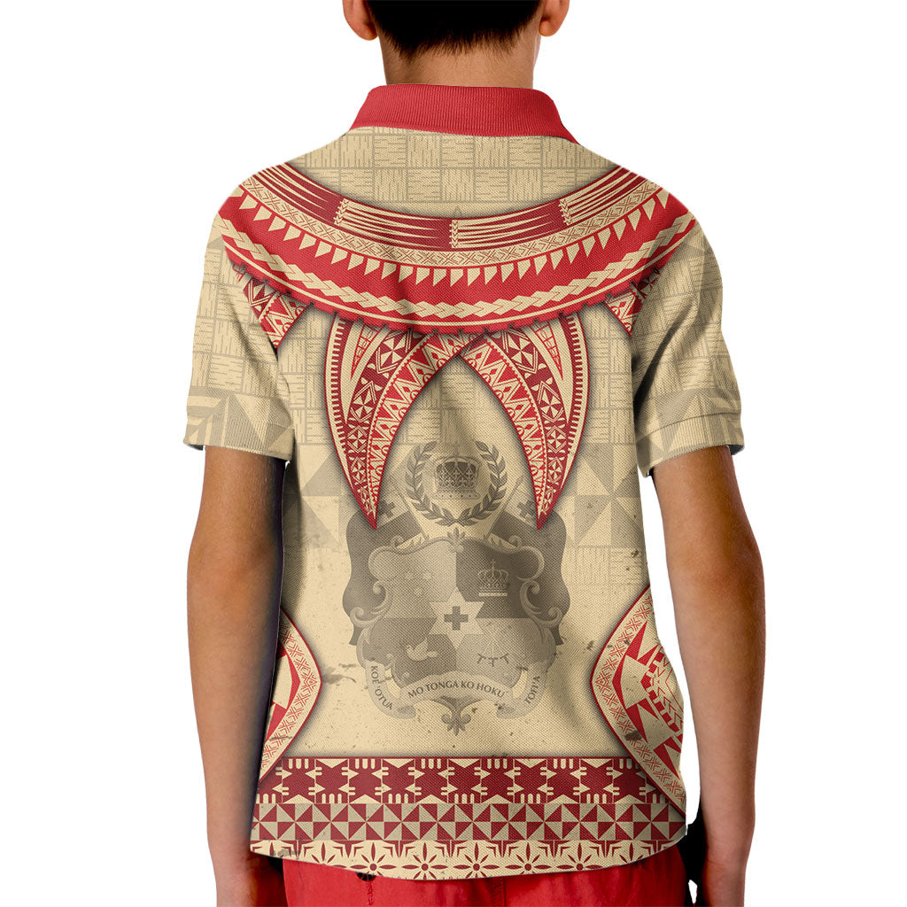 Tonga Language Week Kid Polo Shirt Tribal Cross Ngatu Floral Pattern DT05 - Polynesian Pride