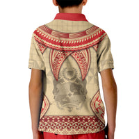 Tonga Language Week Kid Polo Shirt Tribal Cross Ngatu Floral Pattern DT05 - Polynesian Pride