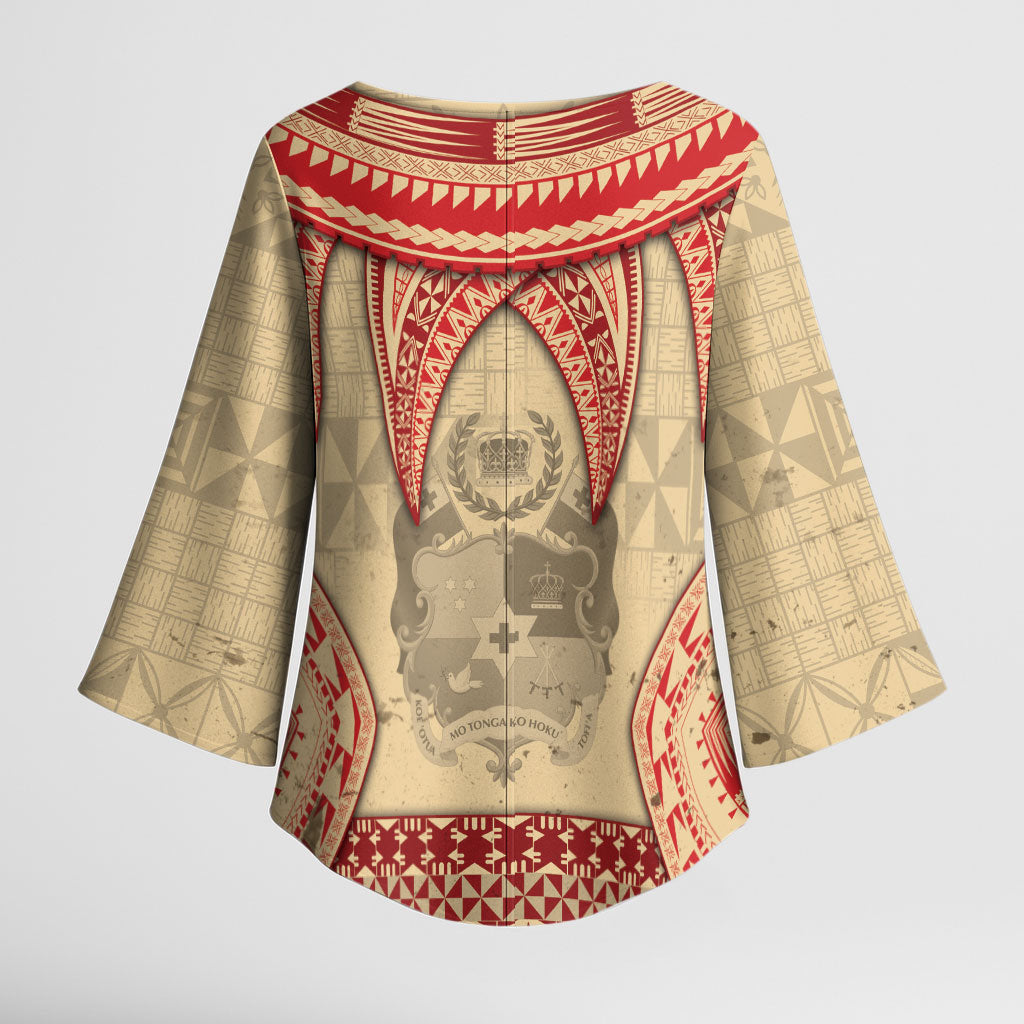 Tonga Language Week Kimono Sleeve Blouse Tribal Cross Ngatu Floral Pattern DT05 - Polynesian Pride