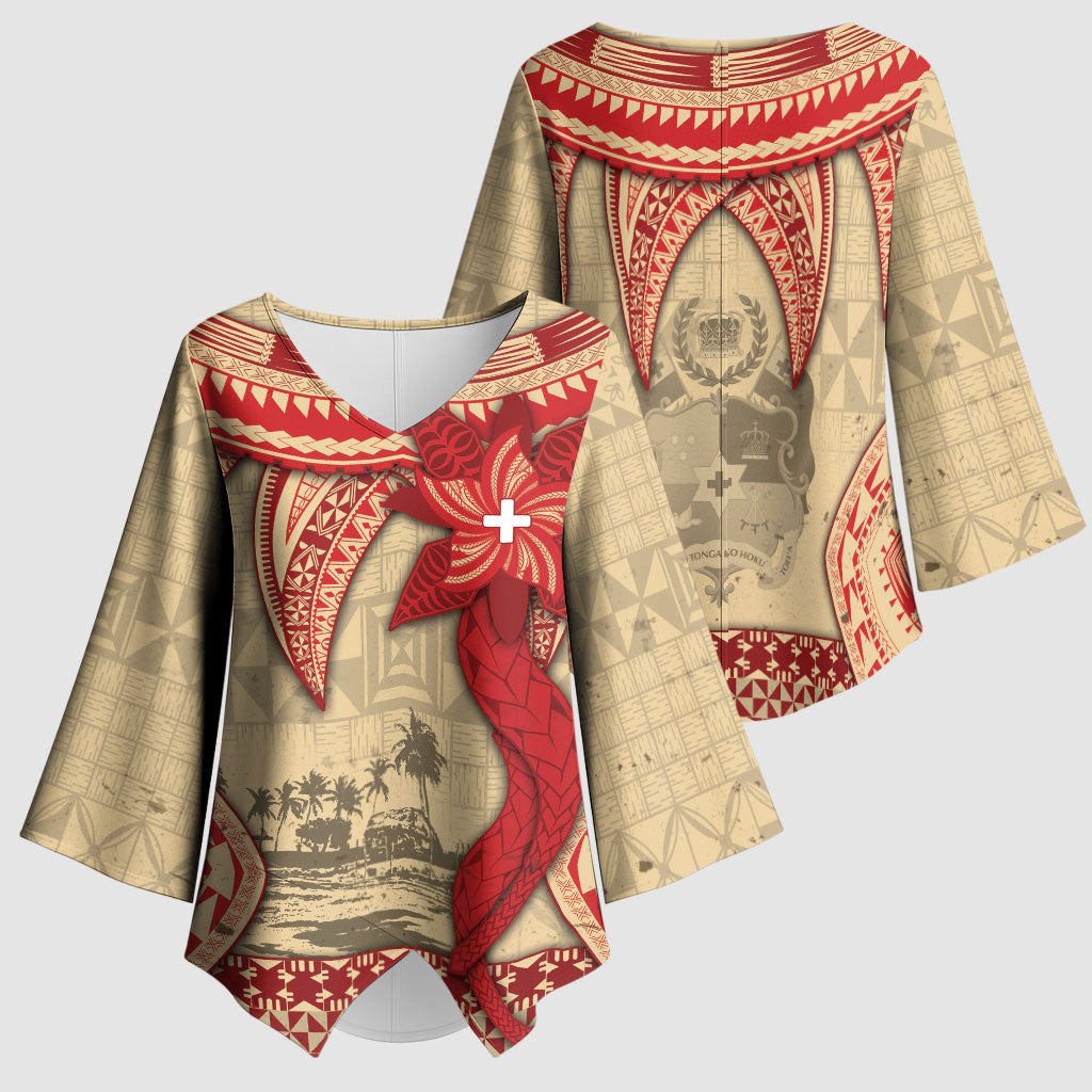 Tonga Language Week Kimono Sleeve Blouse Tribal Cross Ngatu Floral Pattern DT05 - Polynesian Pride