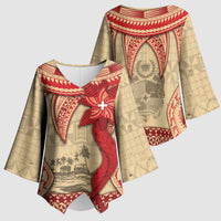Tonga Language Week Kimono Sleeve Blouse Tribal Cross Ngatu Floral Pattern DT05 - Polynesian Pride