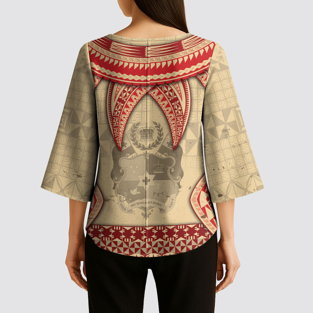 Tonga Language Week Kimono Sleeve Blouse Tribal Cross Ngatu Floral Pattern DT05 - Polynesian Pride