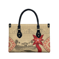 Tonga Language Week Leather Bag Tribal Cross Ngatu Floral Pattern DT05 - Polynesian Pride