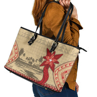 Tonga Language Week Leather Tote Bag Tribal Cross Ngatu Floral Pattern DT05 - Polynesian Pride
