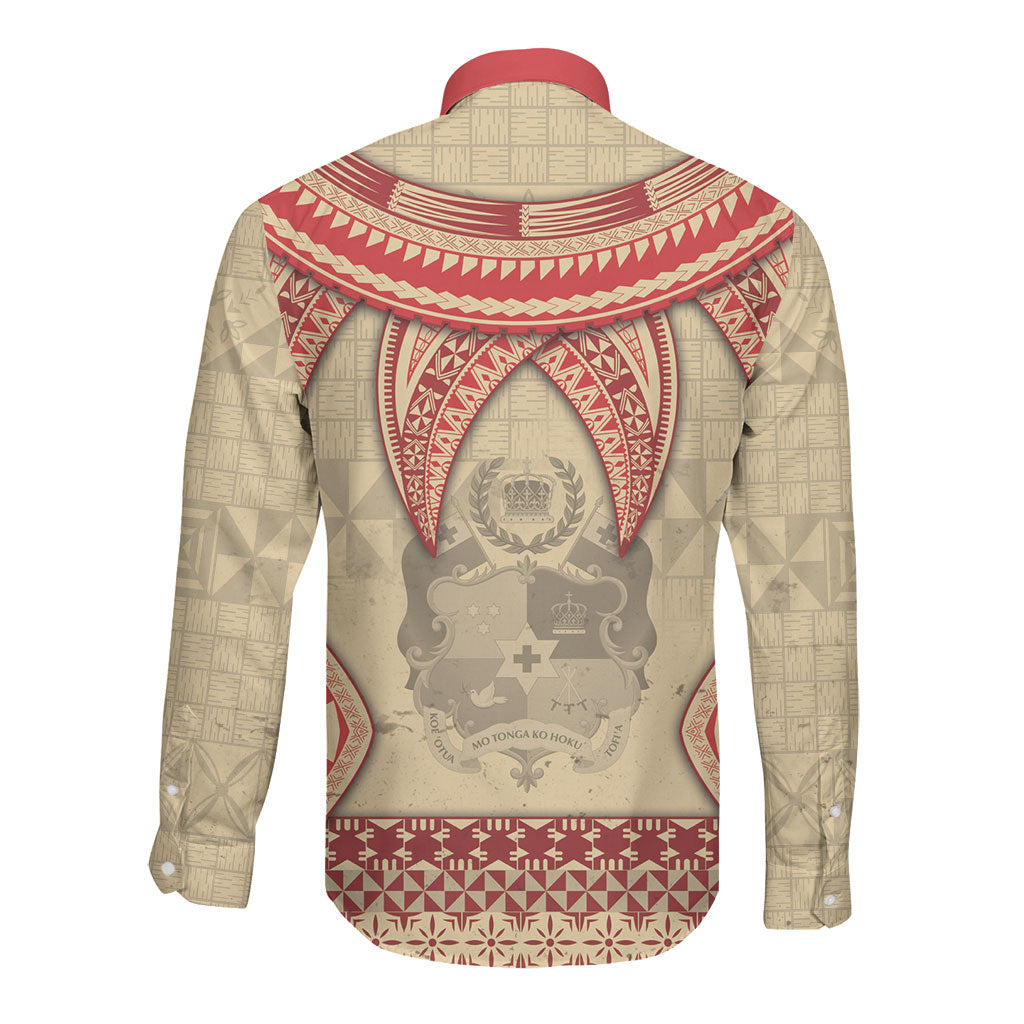 Tonga Language Week Long Sleeve Button Shirt Tribal Cross Ngatu Floral Pattern DT05 - Polynesian Pride