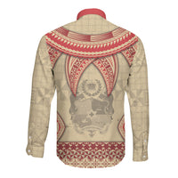 Tonga Language Week Long Sleeve Button Shirt Tribal Cross Ngatu Floral Pattern DT05 - Polynesian Pride