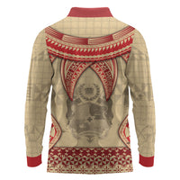 Tonga Language Week Long Sleeve Polo Shirt Tribal Cross Ngatu Floral Pattern DT05 - Polynesian Pride
