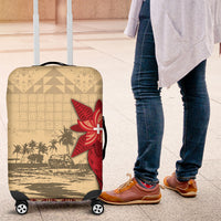 Tonga Language Week Luggage Cover Tribal Cross Ngatu Floral Pattern DT05 Red - Polynesian Pride
