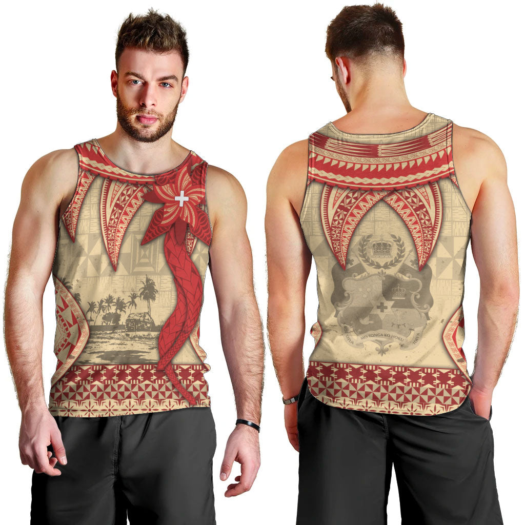 Tonga Language Week Men Tank Top Tribal Cross Ngatu Floral Pattern DT05 - Polynesian Pride