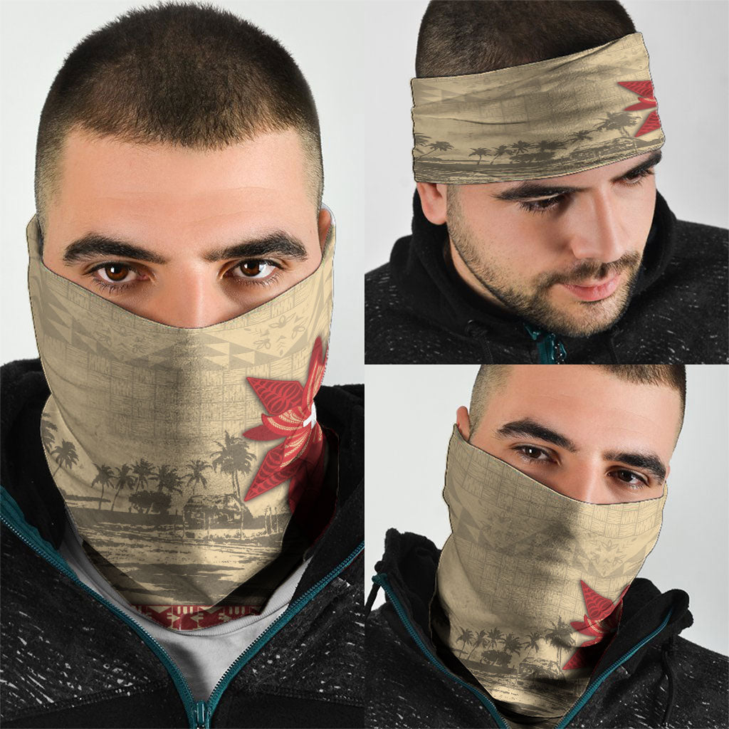 Tonga Language Week Neck Gaiter Tribal Cross Ngatu Floral Pattern DT05 - Polynesian Pride