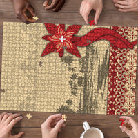Tonga Language Week Puzzle Tribal Cross Ngatu Floral Pattern DT05 - Polynesian Pride