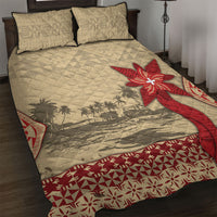 Tonga Language Week Quilt Bed Set Tribal Cross Ngatu Floral Pattern DT05 Red - Polynesian Pride