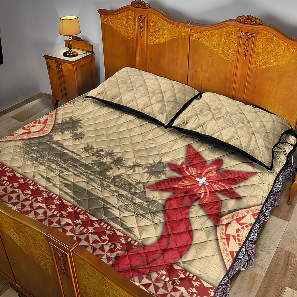Tonga Language Week Quilt Bed Set Tribal Cross Ngatu Floral Pattern DT05 - Polynesian Pride