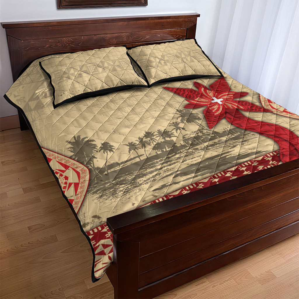Tonga Language Week Quilt Bed Set Tribal Cross Ngatu Floral Pattern DT05 - Polynesian Pride
