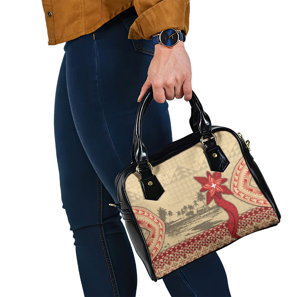 Tonga Language Week Shoulder Handbag Tribal Cross Ngatu Floral Pattern DT05 - Polynesian Pride