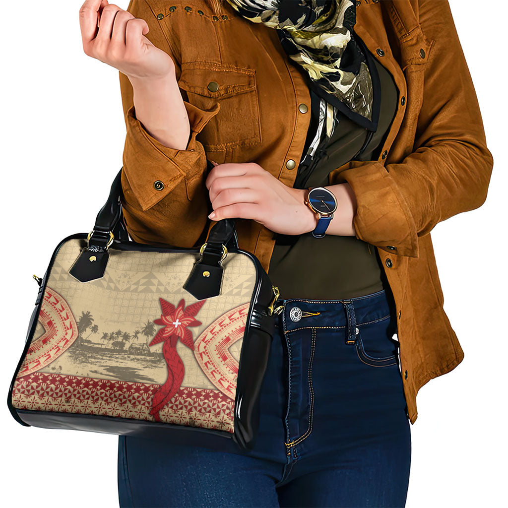 Tonga Language Week Shoulder Handbag Tribal Cross Ngatu Floral Pattern DT05 - Polynesian Pride