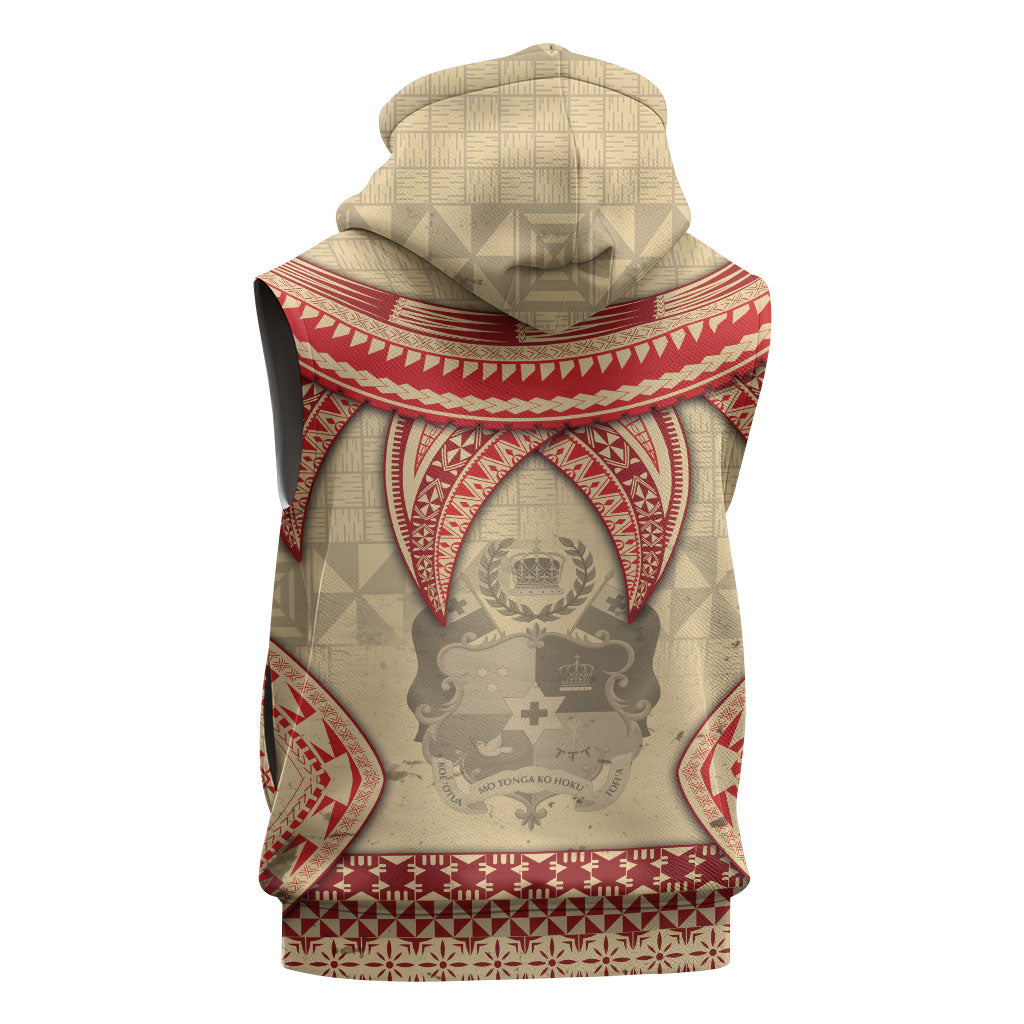 Tonga Language Week Sleeveless Hoodie Tribal Cross Ngatu Floral Pattern DT05 - Polynesian Pride