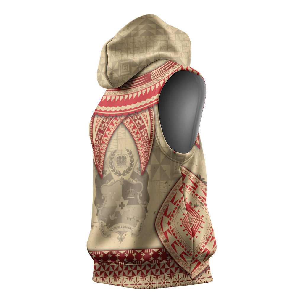 Tonga Language Week Sleeveless Hoodie Tribal Cross Ngatu Floral Pattern DT05 - Polynesian Pride
