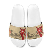 Tonga Language Week Slide Sandals Tribal Cross Ngatu Floral Pattern DT05 Red - Polynesian Pride
