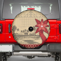 Tonga Language Week Spare Tire Cover Tribal Cross Ngatu Floral Pattern DT05 - Polynesian Pride