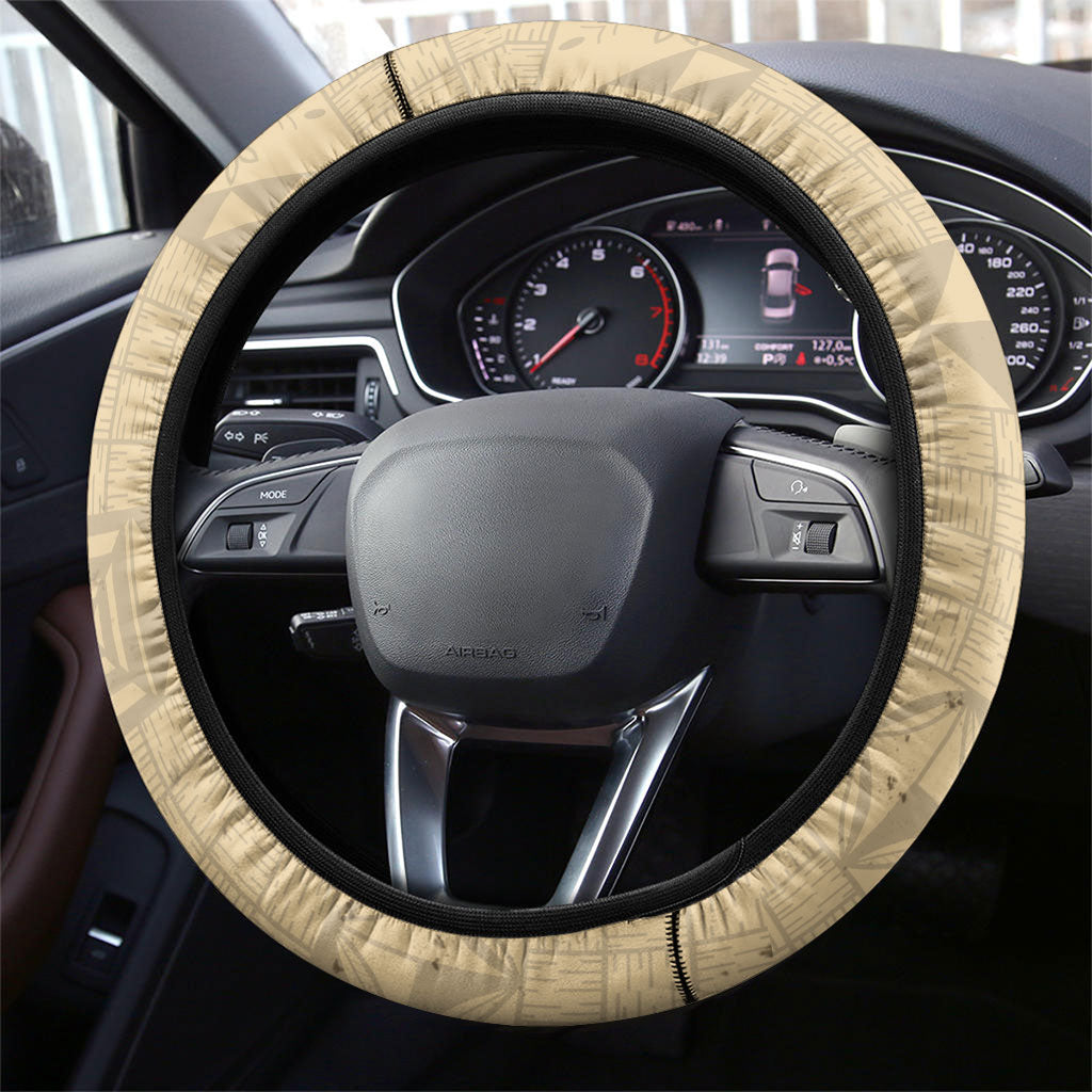Tonga Language Week Steering Wheel Cover Tribal Cross Ngatu Floral Pattern DT05 - Polynesian Pride