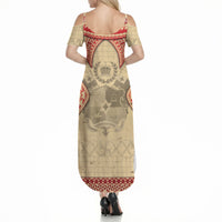 Tonga Language Week Summer Maxi Dress Tribal Cross Ngatu Floral Pattern DT05 - Polynesian Pride