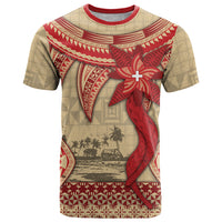 Tonga Language Week T Shirt Tribal Cross Ngatu Floral Pattern DT05 Red - Polynesian Pride