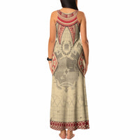 Tonga Language Week Tank Maxi Dress Tribal Cross Ngatu Floral Pattern DT05 - Polynesian Pride