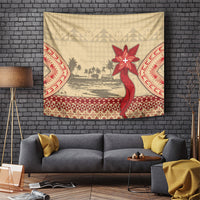 Tonga Language Week Tapestry Tribal Cross Ngatu Floral Pattern DT05 Red - Polynesian Pride