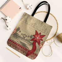 Tonga Language Week Tote Bag Tribal Cross Ngatu Floral Pattern DT05 Black Strap One Size Red - Polynesian Pride