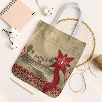 Tonga Language Week Tote Bag Tribal Cross Ngatu Floral Pattern DT05 White Strap One Size Red - Polynesian Pride