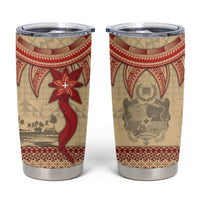 Tonga Language Week Tumbler Cup Tribal Cross Ngatu Floral Pattern DT05 Red - Polynesian Pride