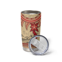 Tonga Language Week Tumbler Cup Tribal Cross Ngatu Floral Pattern DT05 - Polynesian Pride