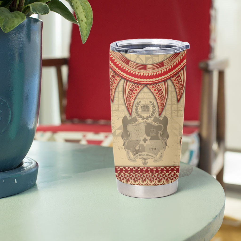 Tonga Language Week Tumbler Cup Tribal Cross Ngatu Floral Pattern DT05 - Polynesian Pride