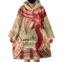 Tonga Language Week Wearable Blanket Hoodie Tribal Cross Ngatu Floral Pattern DT05 - Polynesian Pride