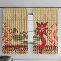 Tonga Language Week Window Curtain Tribal Cross Ngatu Floral Pattern DT05 With Hooks Red - Polynesian Pride