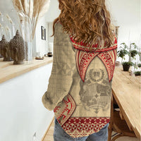 Tonga Language Week Women Casual Shirt Tribal Cross Ngatu Floral Pattern DT05 - Polynesian Pride