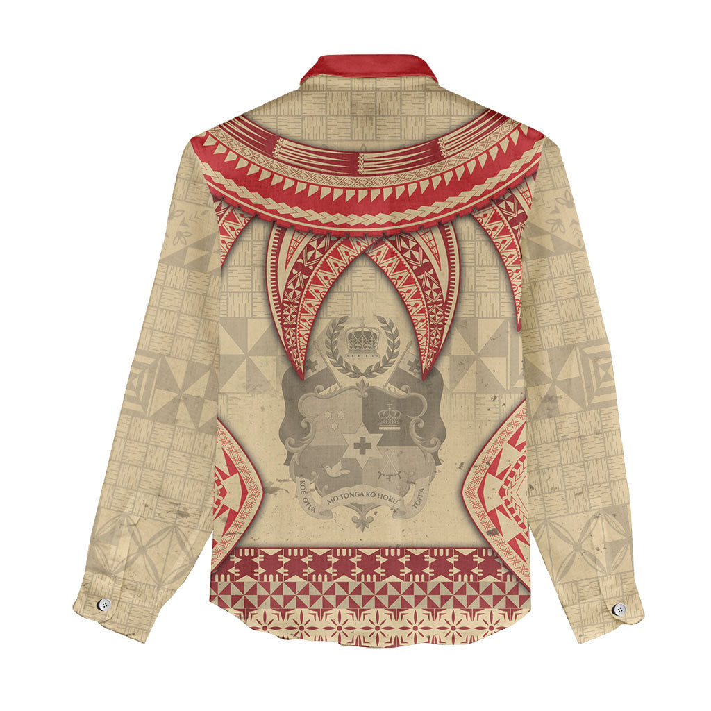 Tonga Language Week Women Casual Shirt Tribal Cross Ngatu Floral Pattern DT05 - Polynesian Pride